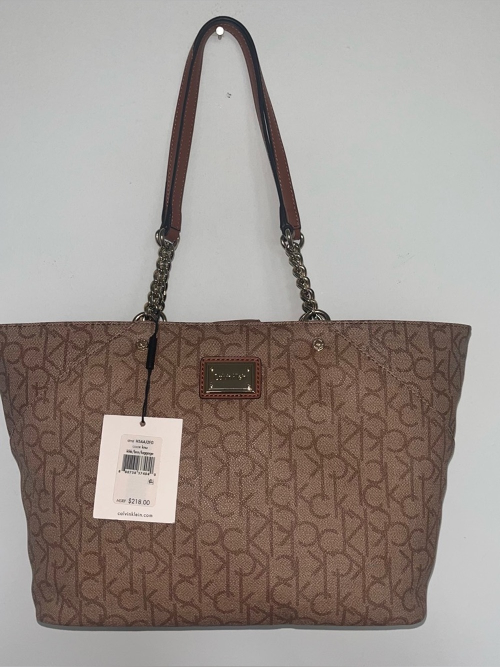 Calvin Klein Tan/Brown Signature Monogram Tote